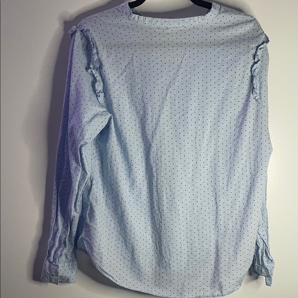 H&M womens cotton blouse size 14 Light Blue partial Button Down business casual - Picture 3 of 17
